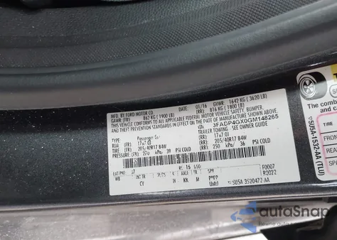 2016 Ford Fiesta St из США, поврежденный, VIN 3FADP4GX0GM148265